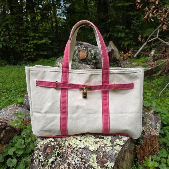 L L. Bean "Boatkin" Style Handmade Upcycled Boat And Tote Pink - Picture 1 of 13